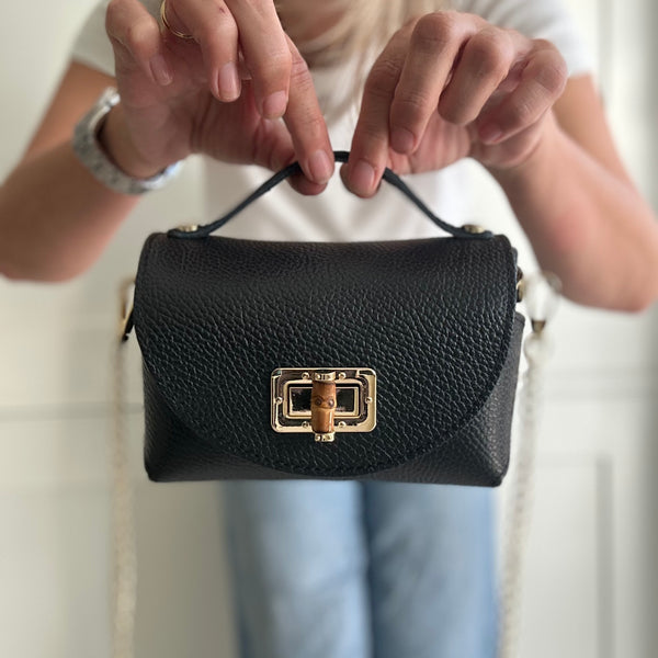 Black Leather Mini Box Bag