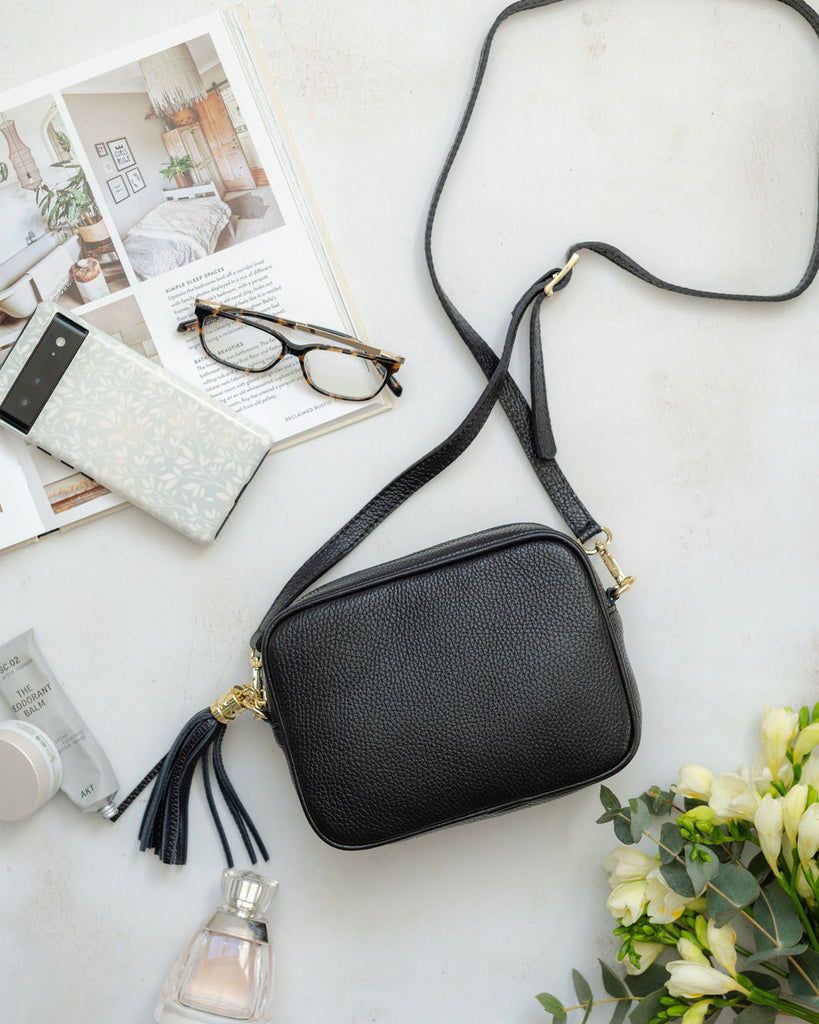 Black Leather Tassel Cross Body Bag Alice s Wonders UK