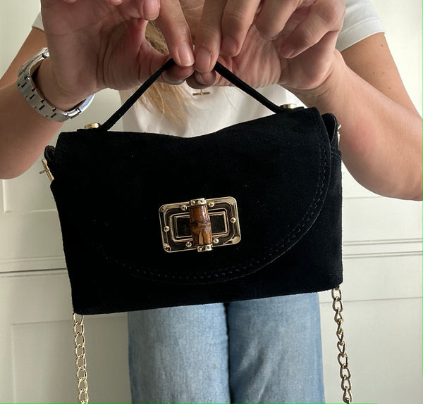 Black Suede Mini Box Bag