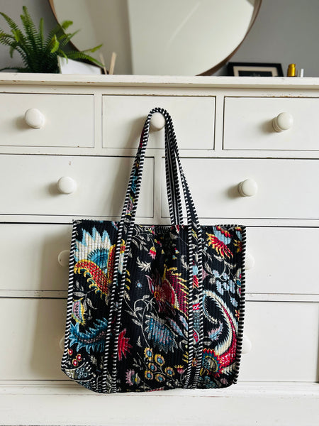 Black Thistle Large Cotton Tote Bag