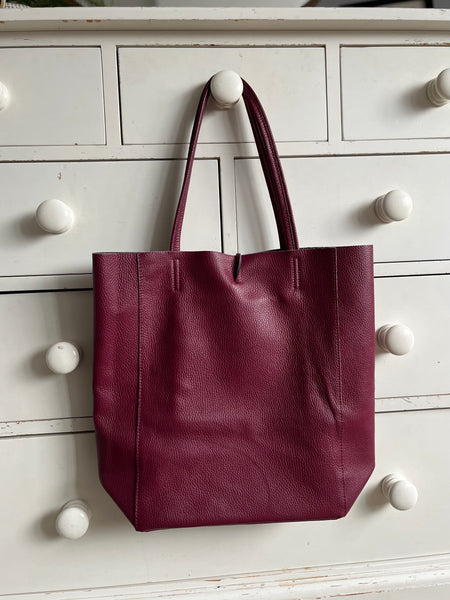 Burgundy Leather Tote Bag