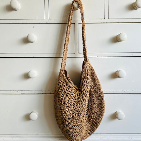Camel Crochet Circle Bag
