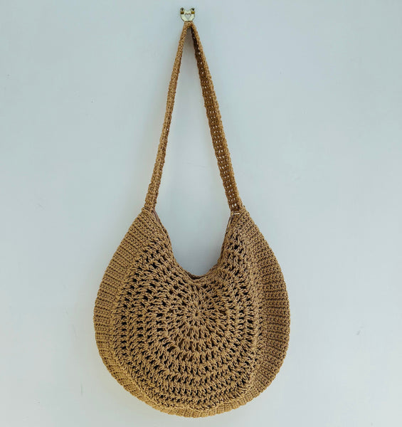 Camel Crochet Circle Bag