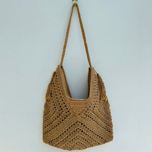Camel Crochet Hobo Bag