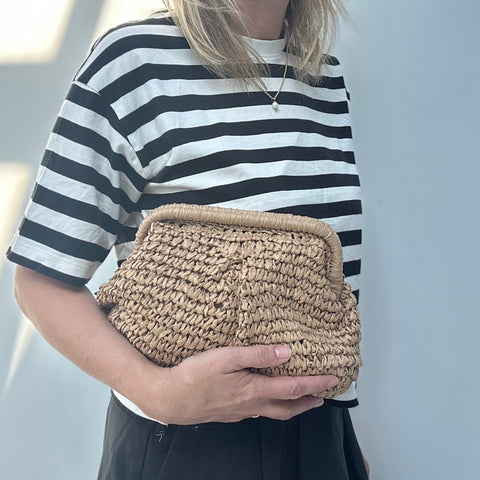 Camel Straw Cloud Clutch