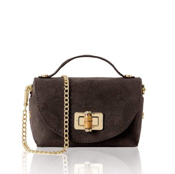 Chocolate Brown Suede Mini Box Bag