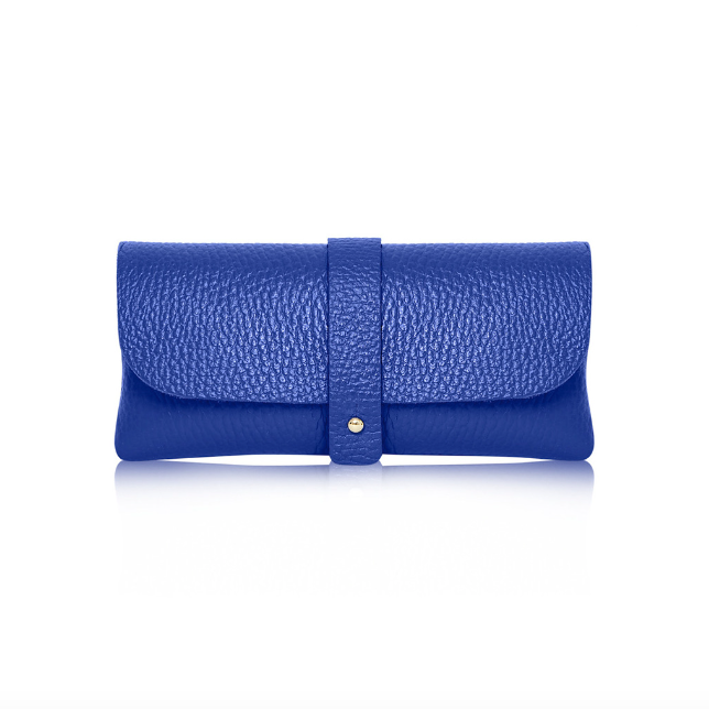 Cobalt Blue Leather Glasses Case