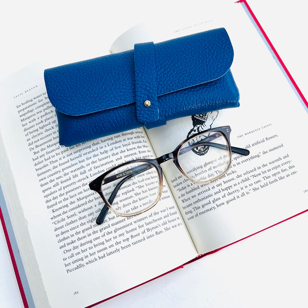 Cobalt Blue Leather Glasses Case