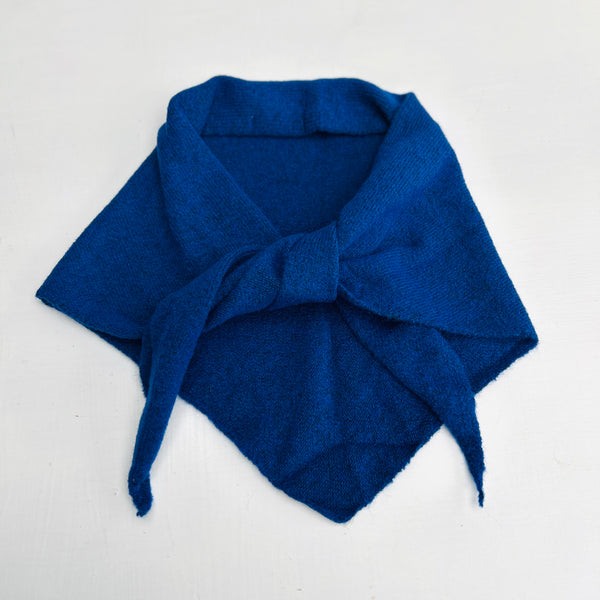 Cobalt Blue Skinny Knit Triangle Scarf