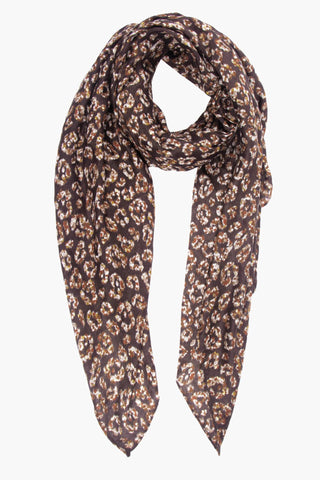 Coffee and Gold Layered Leopard Print Scarf