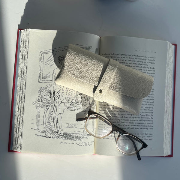 Cream Leather Glasses Case