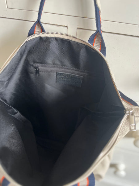 cream Leather Tote Backpack