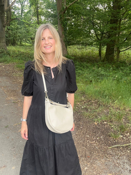 Cream Leather Sling Bag
