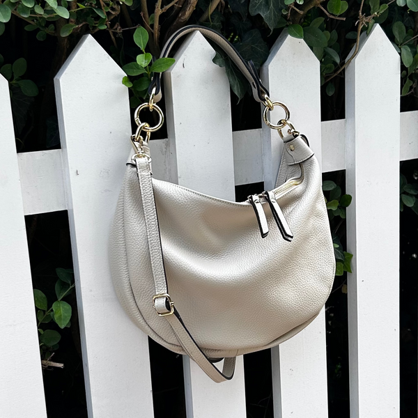 Cream Leather Sling Bag
