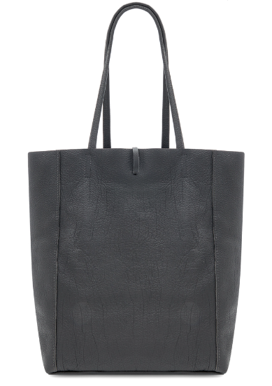 Dark Grey Leather Tote Bag