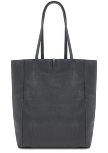 Dark Grey Leather Tote Bag