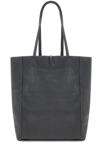 Dark Grey Leather Tote Bag