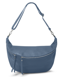 Denim Blue Leather XL Waist Bag (silver hardware)