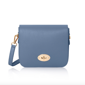 Denim Blue Leather Crossbody Lock Bag