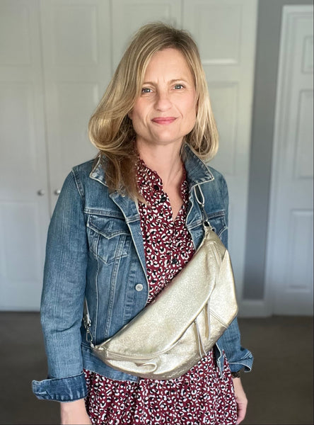 Gold Leather Large Waist Bag (silver hardware) Cathy Padian