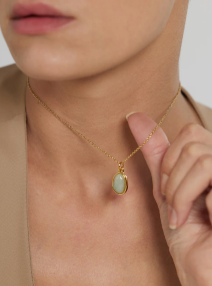 Quartz Pendant Necklace in Aventurine Green from MisGraceful 