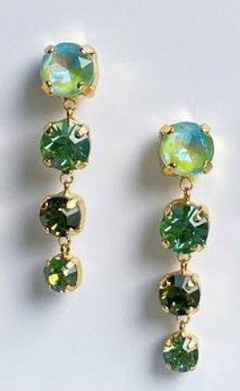 Green and Gold Gem Drop Earrings
