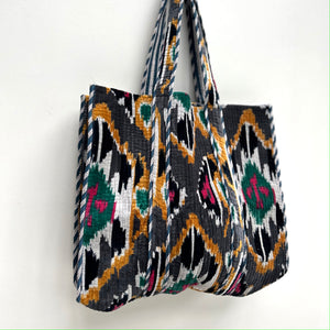 Green Jungle Print Large Velvet Tote Bag Alice s Wonders UK