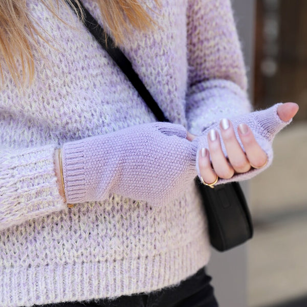 Lilac Knit Hand Warmers from Lisa Angel
