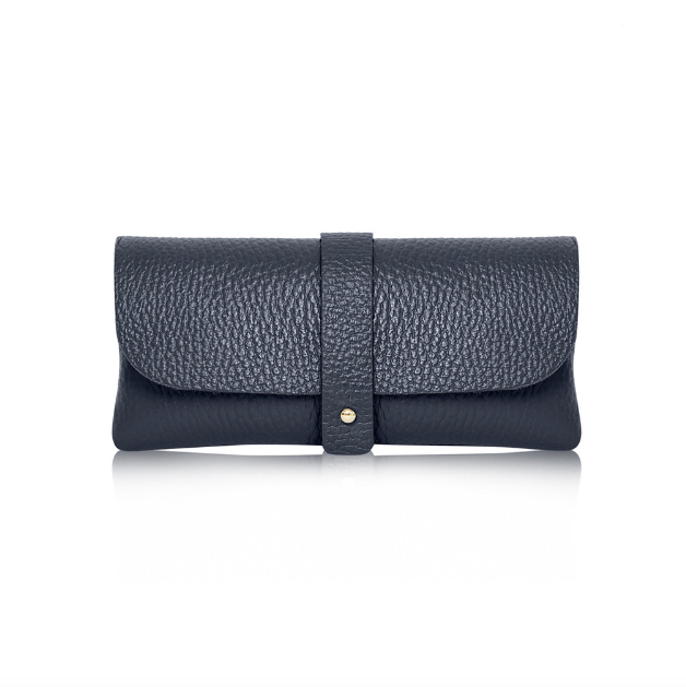 Navy Blue Leather Glasses Case