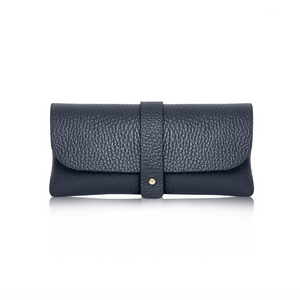 Navy Blue Leather Glasses Case