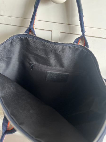 Navy Leather Tote Backpack