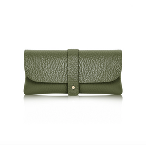 Olive Green Leather Glasses Case