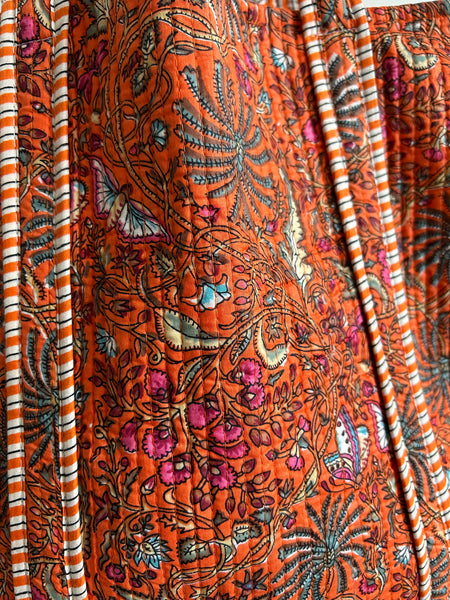 Orange Floral Large Cotton Tote Bag