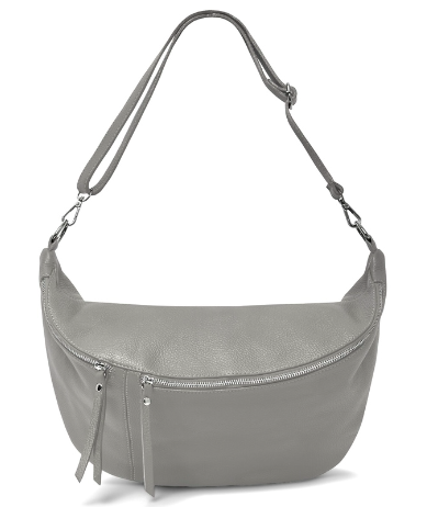 Pale Grey Leather XL Waist Bag (silver hardware)