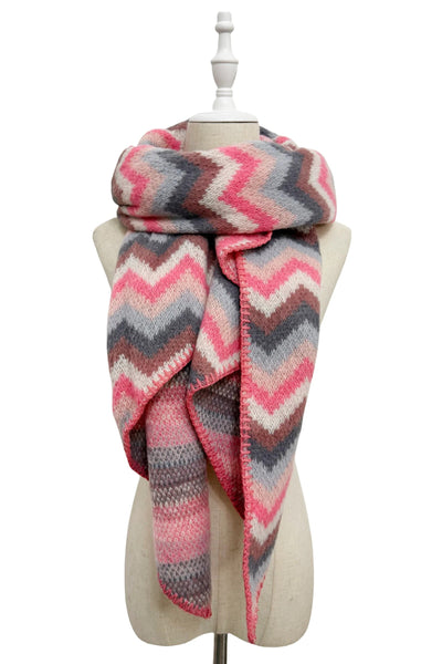Chevron patterned scarf on a mannequin against a white background
