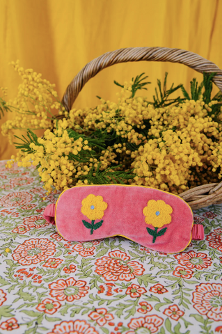 Pink and Yellow Flower Velvet Eye Mask from Pink Lemons