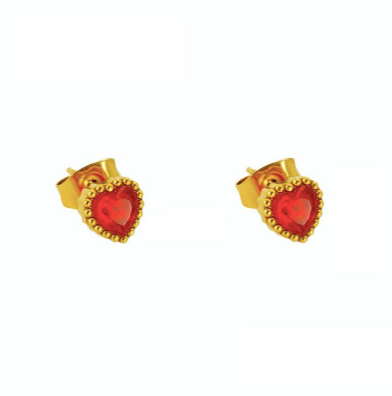 Red Heart Stud Earring (18ct gold plate)