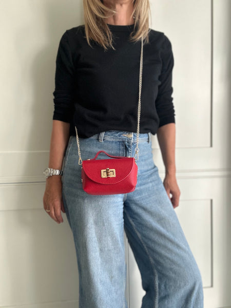 Red Leather Mini Box Bag