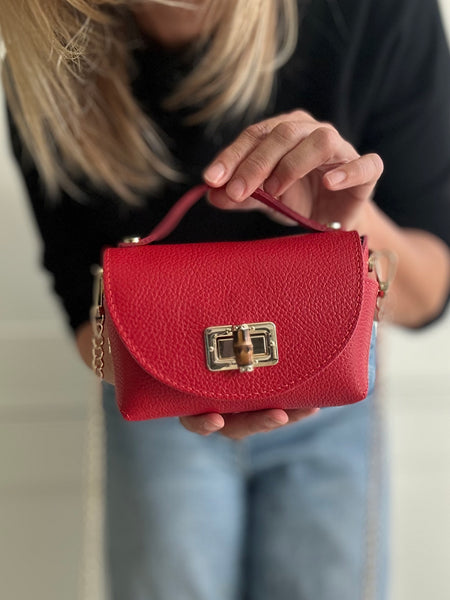 Red Leather Mini Box Bag