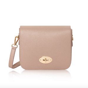 Rose Pink Leather Crossbody Lock Bag