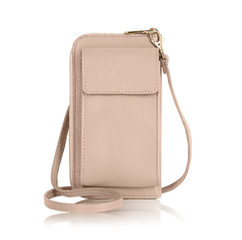 Rose Pink Leather Purse / Phone Crossbody