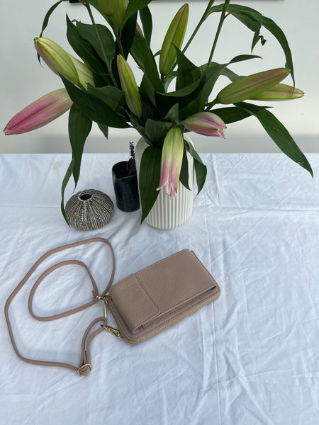 Rose Pink Leather Purse / Phone Crossbody