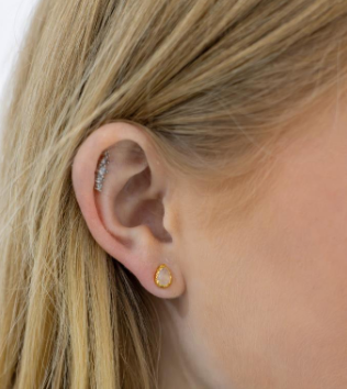 Rose Quartz Teardrop Stud Earring (18ct gold plate)