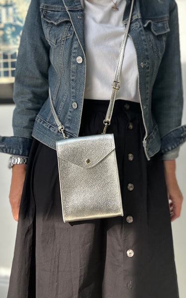 Small Gold Leather Crossbody Bag