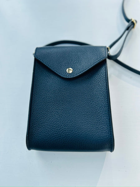Small Navy Blue Leather Crossbody Bag