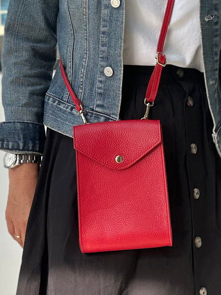 Small Red Leather Crossbody Bag