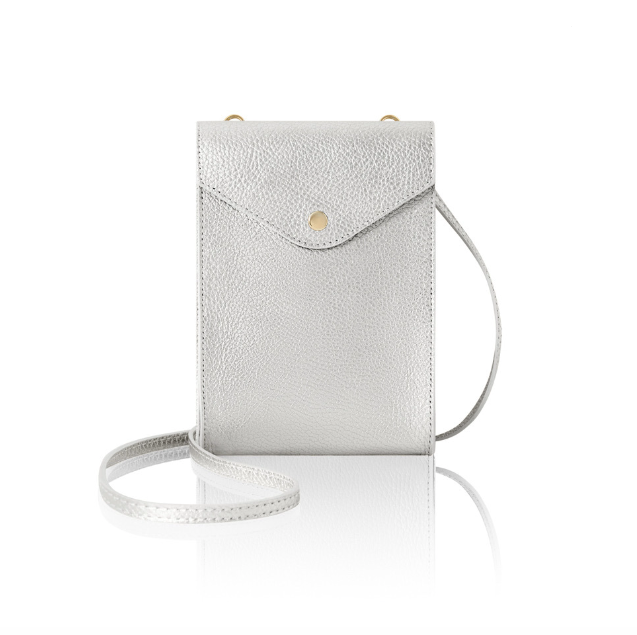 Small Silver Leather Crossbody Bag