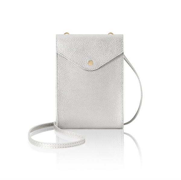 Small Silver Leather Crossbody Bag