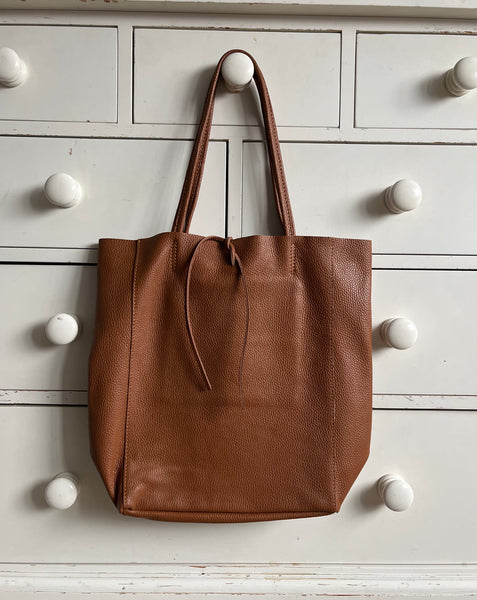 Tan Leather Tote Bag