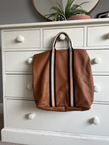 Tan Leather Tote Backpack